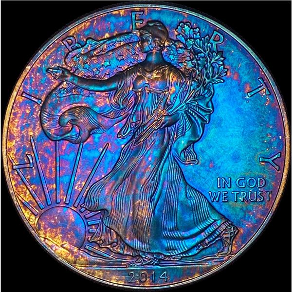 2014 Toned 1oz Silver American Eagle $1 SUPERB GEM BU