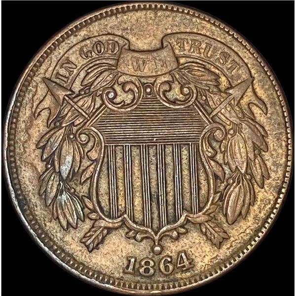 1864 Bronze Two-Cent Piece NEARLY UNCIRCULATED