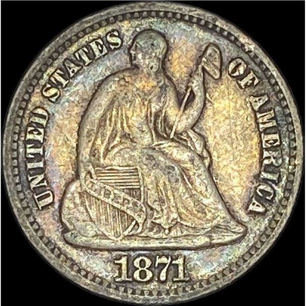 1871 Seated Liberty Half Dime NEARLY UNCIRCULATED