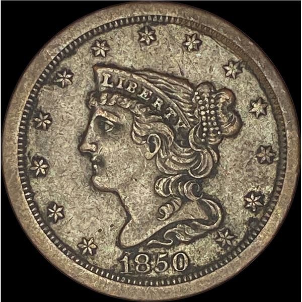 1850 Braided Hair Half Cent NEARLY UNCIRCULATED