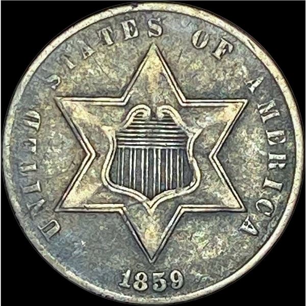 1859 Silver Three-Cent Piece NEARLY UNCIRCULATED