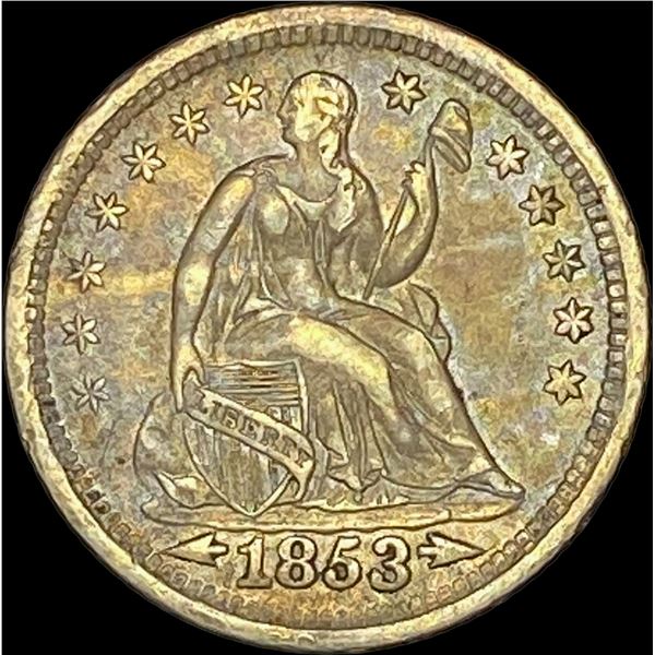 1853 Arrows Seated Liberty Half Dime CLOSELY UNCIRCULATED