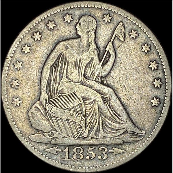 1853 Arrows/Rays Seated Liberty Half Dollar LIGHTLY CIRCULATED