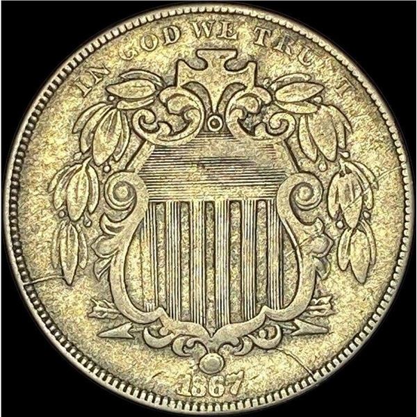 1867 Shield Nickel NEARLY UNCIRCULATED