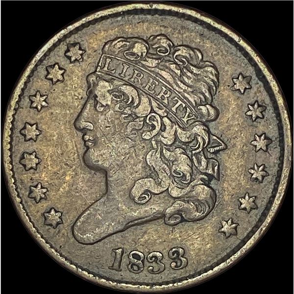 1833 Classic Head Half Cent NEARLY UNCIRCULATED