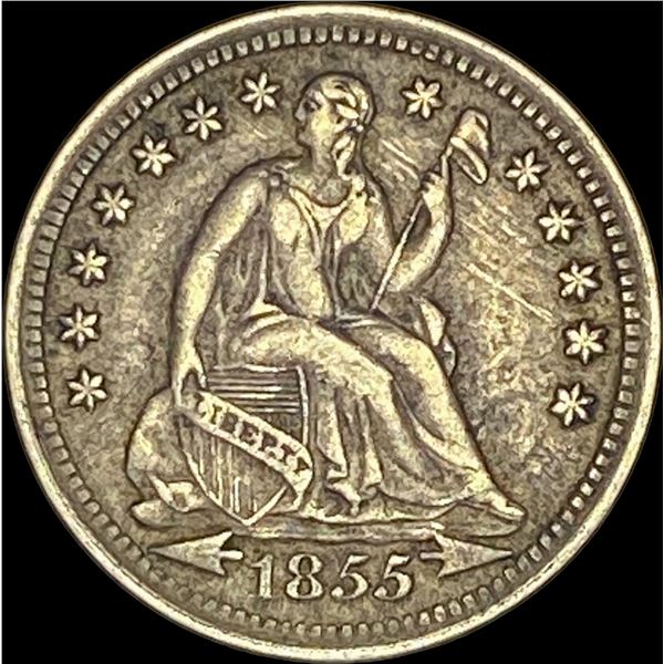 1855 Seated Liberty Half Dime NEARLY UNCIRCULATED