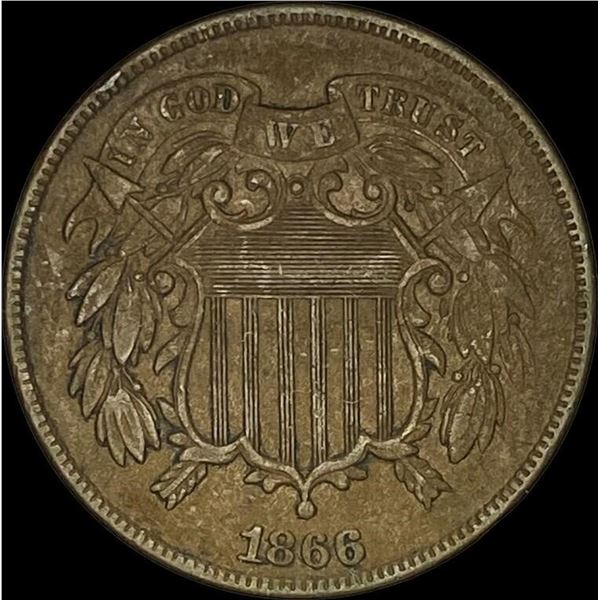 1866 Bronze Two-Cent Piece NEARLY UNCIRCULATED