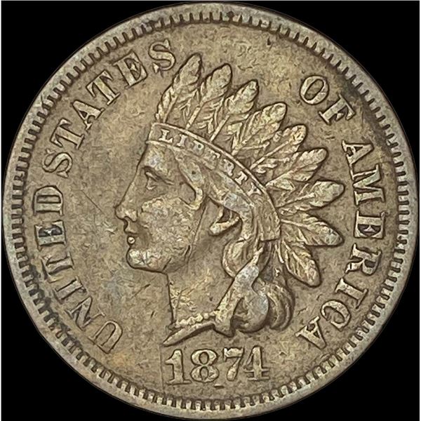 1874 Indian Head Cent ABOUT UNCIRCULATED