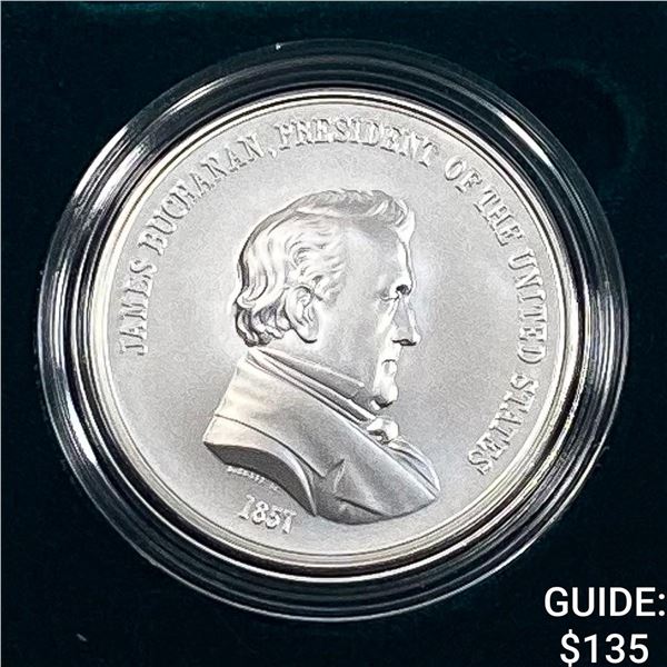 1857 Comm. Silver James Buchanan Coin w/ Box