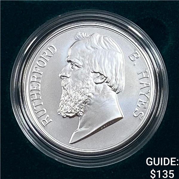 1877 Comm. Silver Rutherford B. Hayes Coin w/ Box