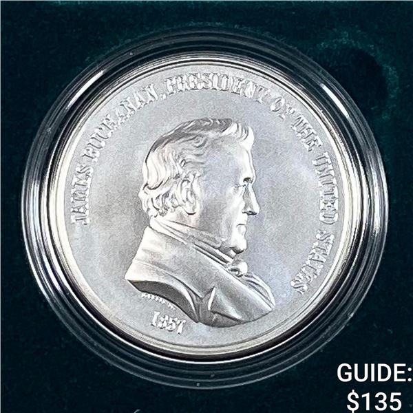 1857 Comm. Silver James Buchanan Coin w/ Box