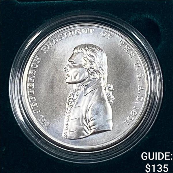 Comm. Silver T.H. Jefferson Coin w/ Box