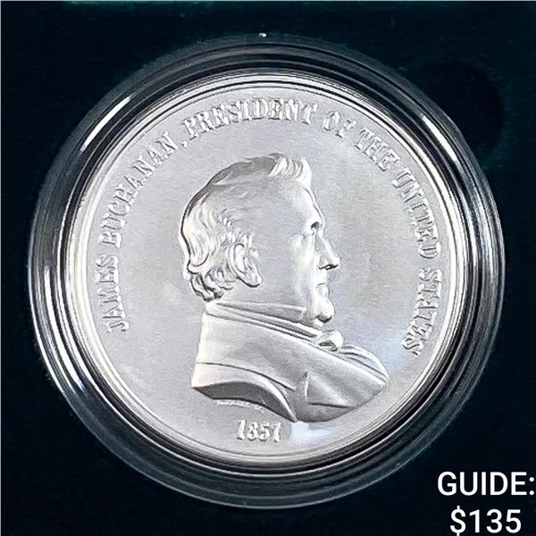 1857 Comm. Silver James Buchanan Coin w/ Box