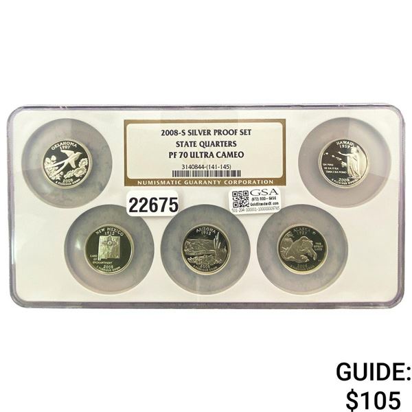 2008-S Silver Proof Set State 25C NGC PF70 Ultra Cameo