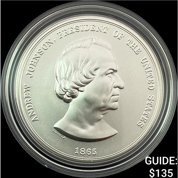 1865 Comm. Silver Andrew Johnson Coin w/ Box