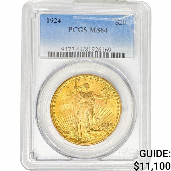 1924 $20 Gold Double Eagle PCGS MS64