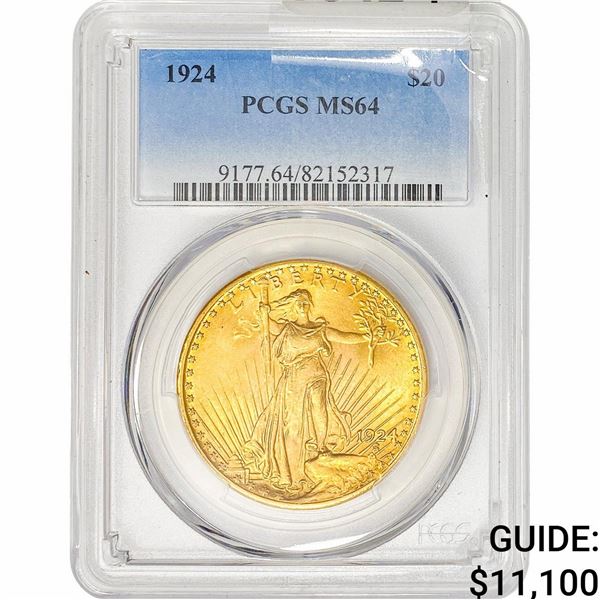 1924 $20 Gold Double Eagle PCGS MS64