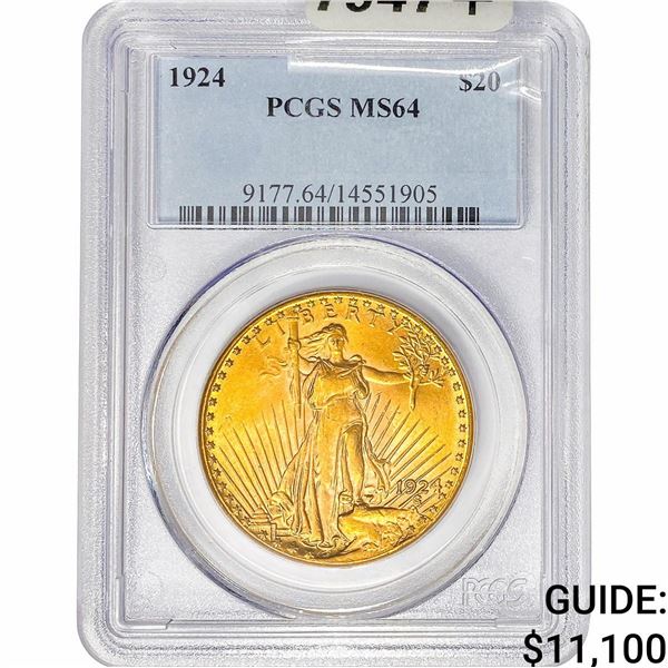 1924 $20 Gold Double Eagle PCGS MS64