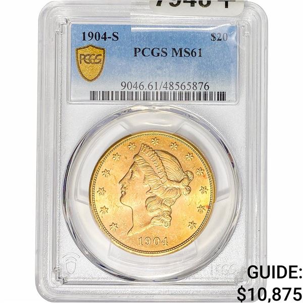1904-S $20 Gold Double Eagle PCGS MS61