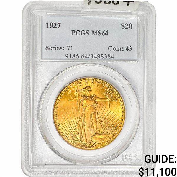 1927 $20 Gold Double Eagle PCGS MS64