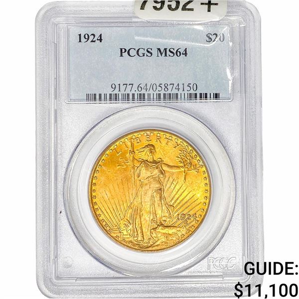 1924 $20 Gold Double Eagle PCGS MS64