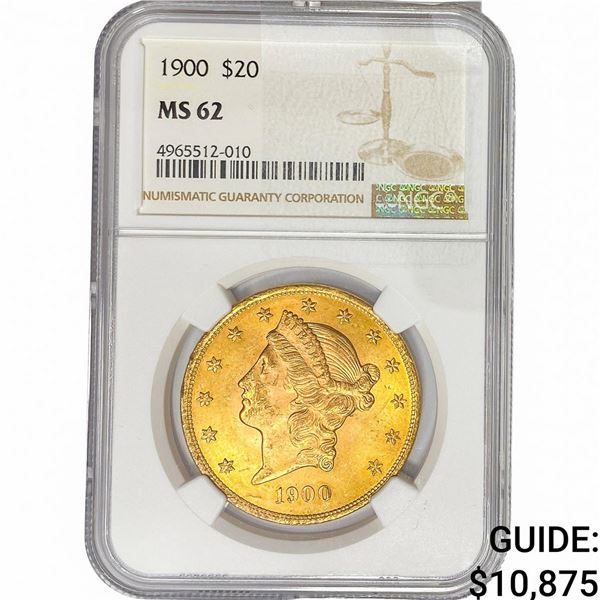 1900 $20 Gold Double Eagle NGC MS62