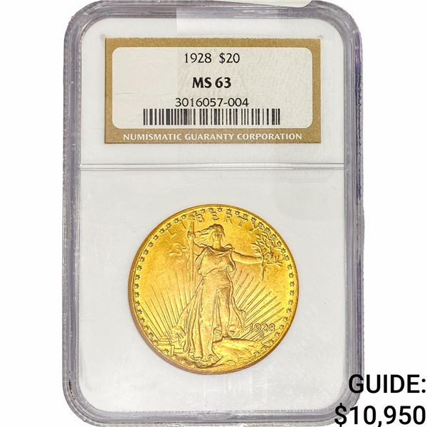 1928 $20 Gold Double Eagle NGC MS63