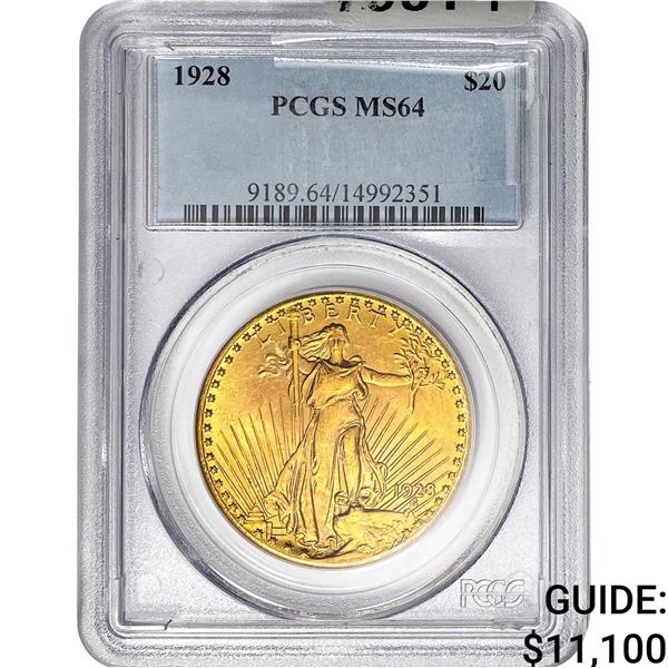 1928 $20 Gold Double Eagle PCGS MS64