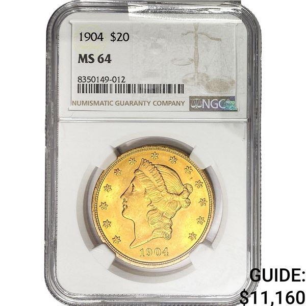 1904 $20 Gold Double Eagle NGC MS64