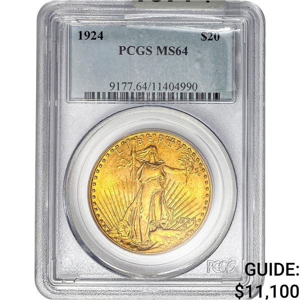 1924 $20 Gold Double Eagle PCGS MS64