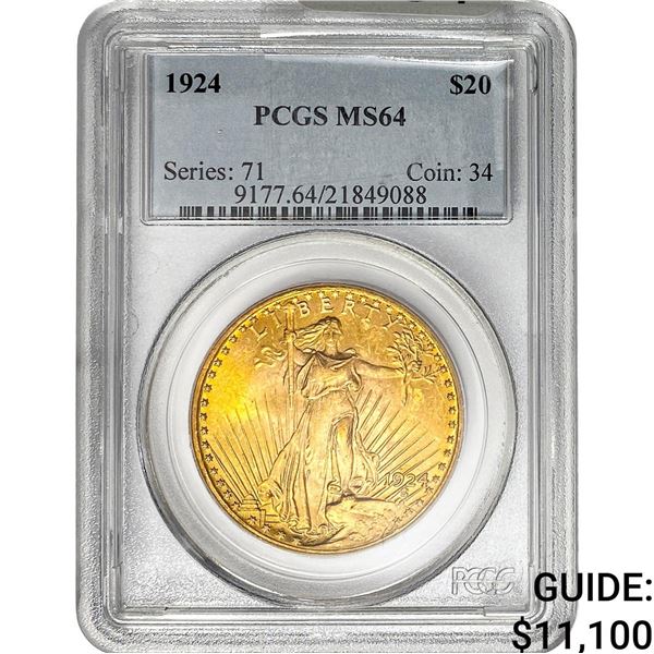 1924 $20 Gold Double Eagle PCGS MS64