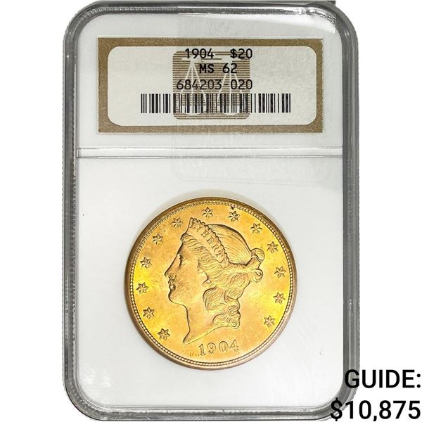 1904 $20 Gold Double Eagle NGC MS62