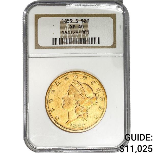 1859-S $20 Gold Double Eagle NGC XF40