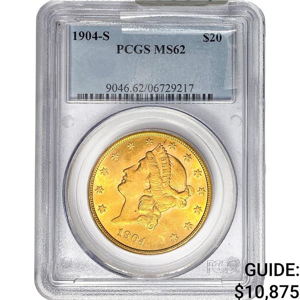 1904-S $20 Gold Double Eagle PCGS MS62