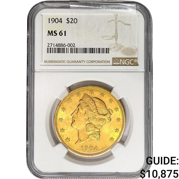 1904 $20 Gold Double Eagle NGC MS61