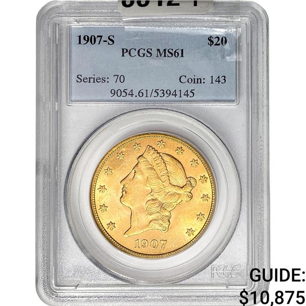 1907-S $20 Gold Double Eagle PCGS MS61