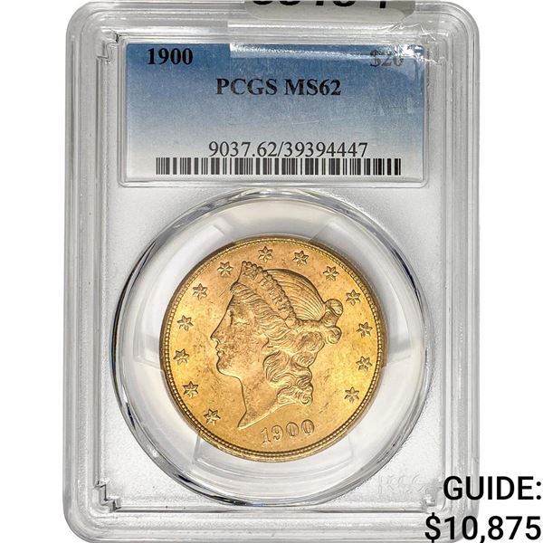 1900 $20 Gold Double Eagle PCGS MS62