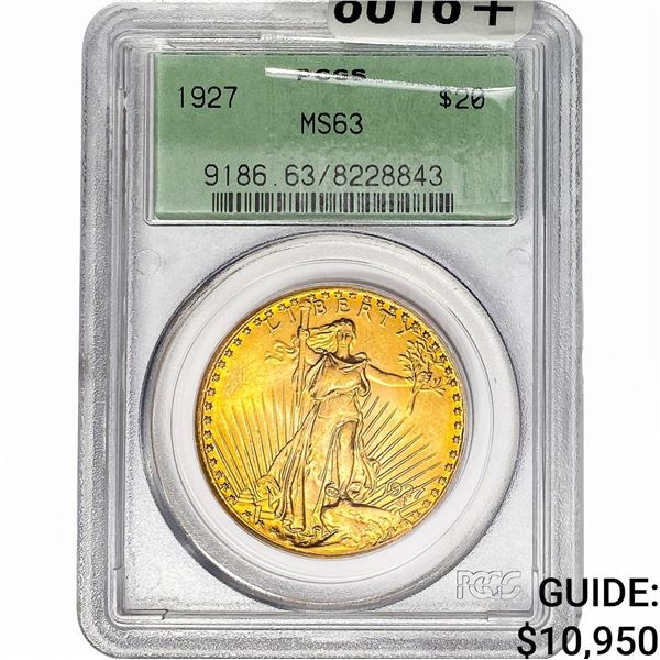 1927 $20 Gold Double Eagle PCGS MS63