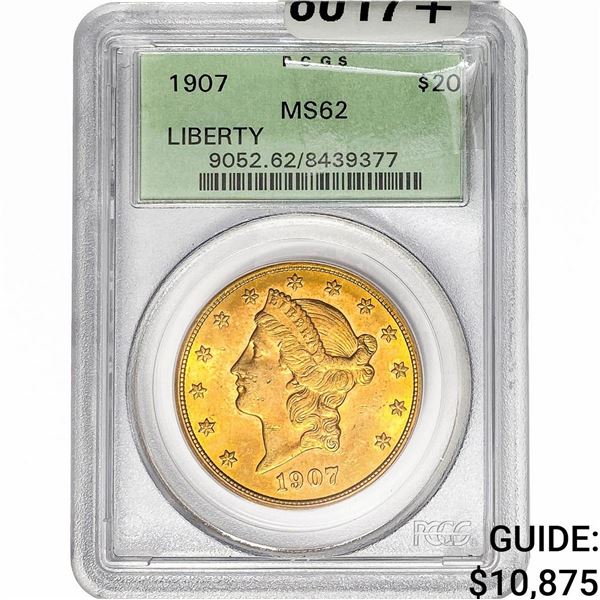 1907 $20 Gold Double Eagle PCGS MS62