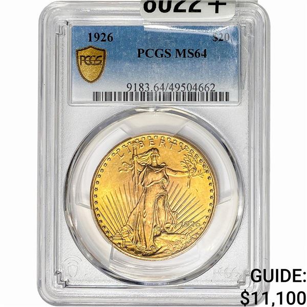 1926 $20 Gold Double Eagle PCGS MS64