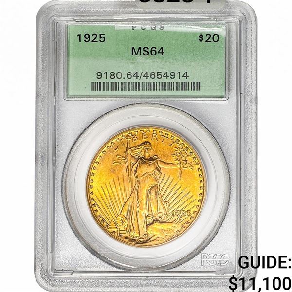 1925 $20 Gold Double Eagle PCGS MS64