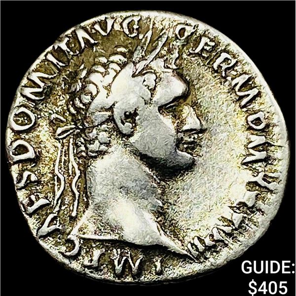 Roman Domitian, 81-96 AD Silver Denarius CLOSELY UNCIRCULATED