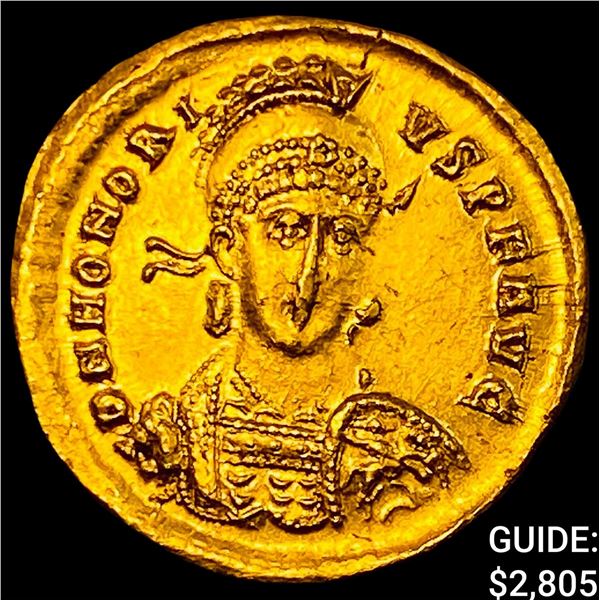 Roman Honorius AD 397-402 Gold Solidus CHOICE AU