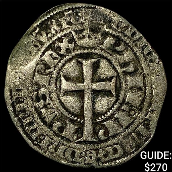 1328-50 France Philip VI Gros Tournois A La Queue NEARLY UNCIRCULATED