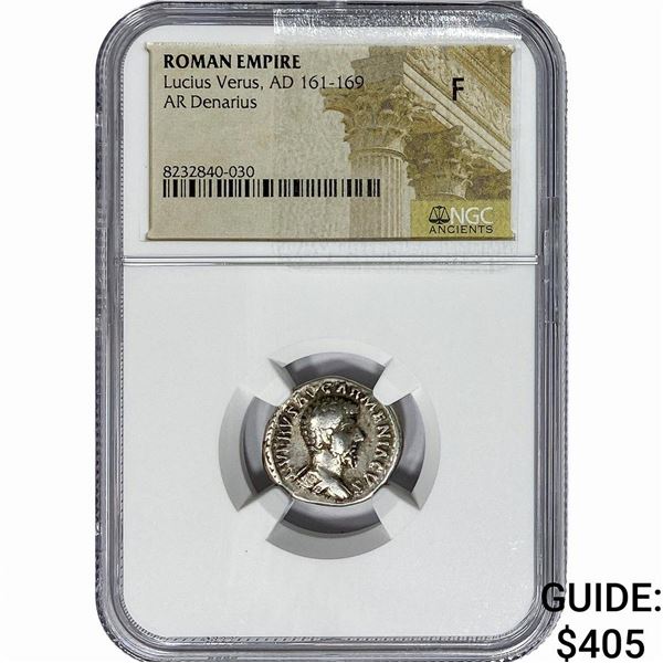 Roman Lucius Verus, AD 161-169 Silver Denarius F