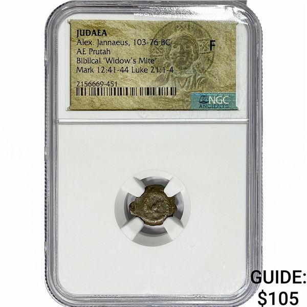 Judaea Alex. Jannaeus, 103-76 BC Bronze Prutah F
