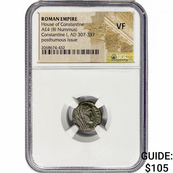 Roman Constantine I, AD 307-337 AE4 BI Nummus NGC