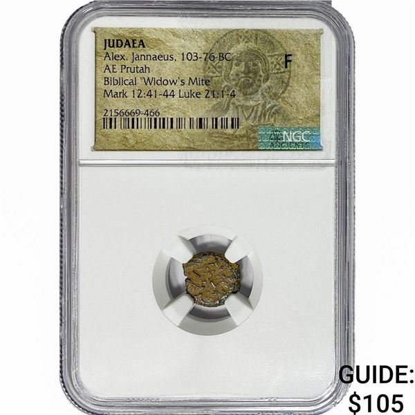 Judaea Alex. Jannaeus, 103-76 BC Bronze Prutah F