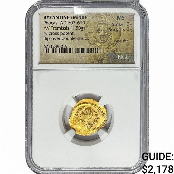 Byzantine Phocas, AD 602-610 Gold Solidus 1.50G MS