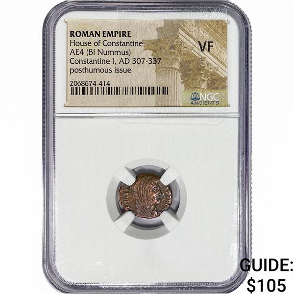 Roman Constantine I, AD 307-337 AE4 BI Nummus NGC VF